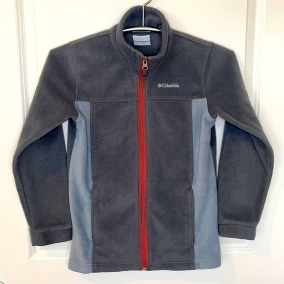 COLUMBIA | Youth Size Medium COLUMBIA Gray Orange Full Zip Collared Sweatshirt - Picture 1 of 10